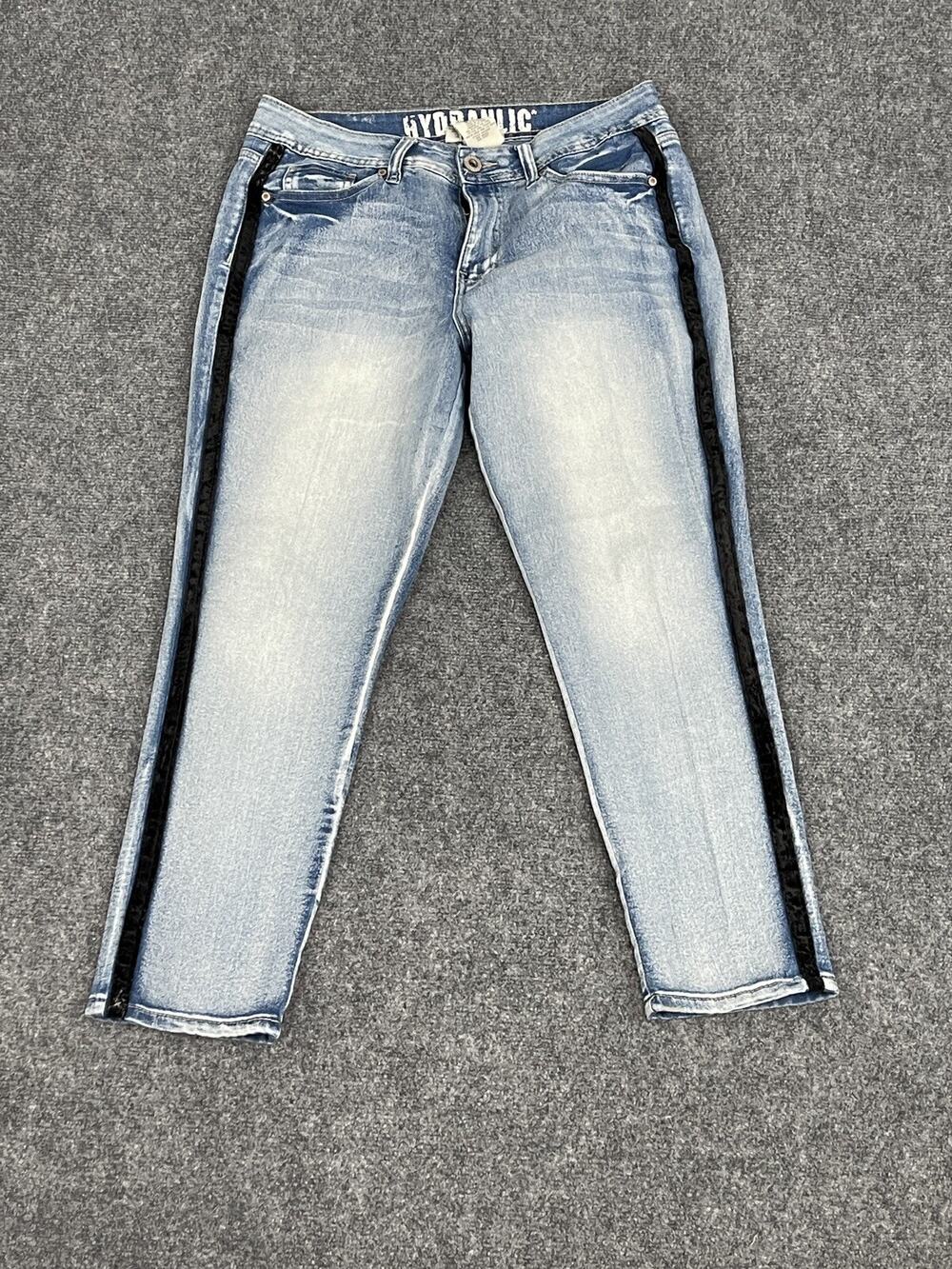 HYDRAULIC Jeans Womens 8 Curvy Mid Rise Ankle Side Trim Stretch Distress N49